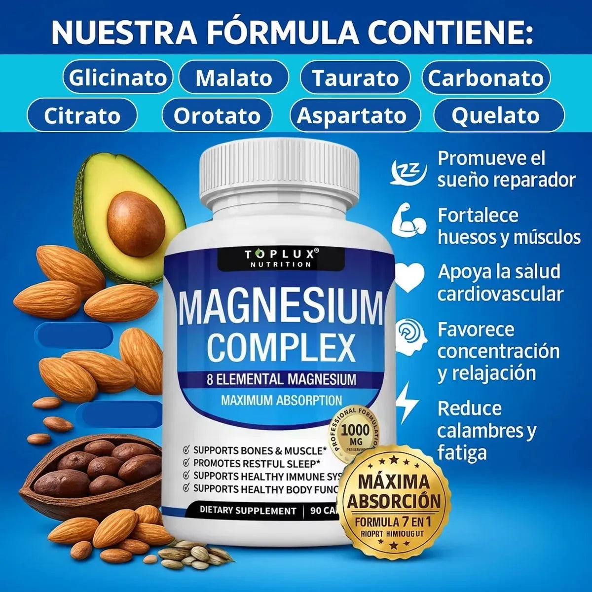 Complejo de Magnesio 8 en 1 (Compre 1 y llévese 1 gratis)